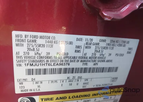 2020 Ford Expedition Xlt from USA, damaged, VIN 1FMJU1HT6LEA96376